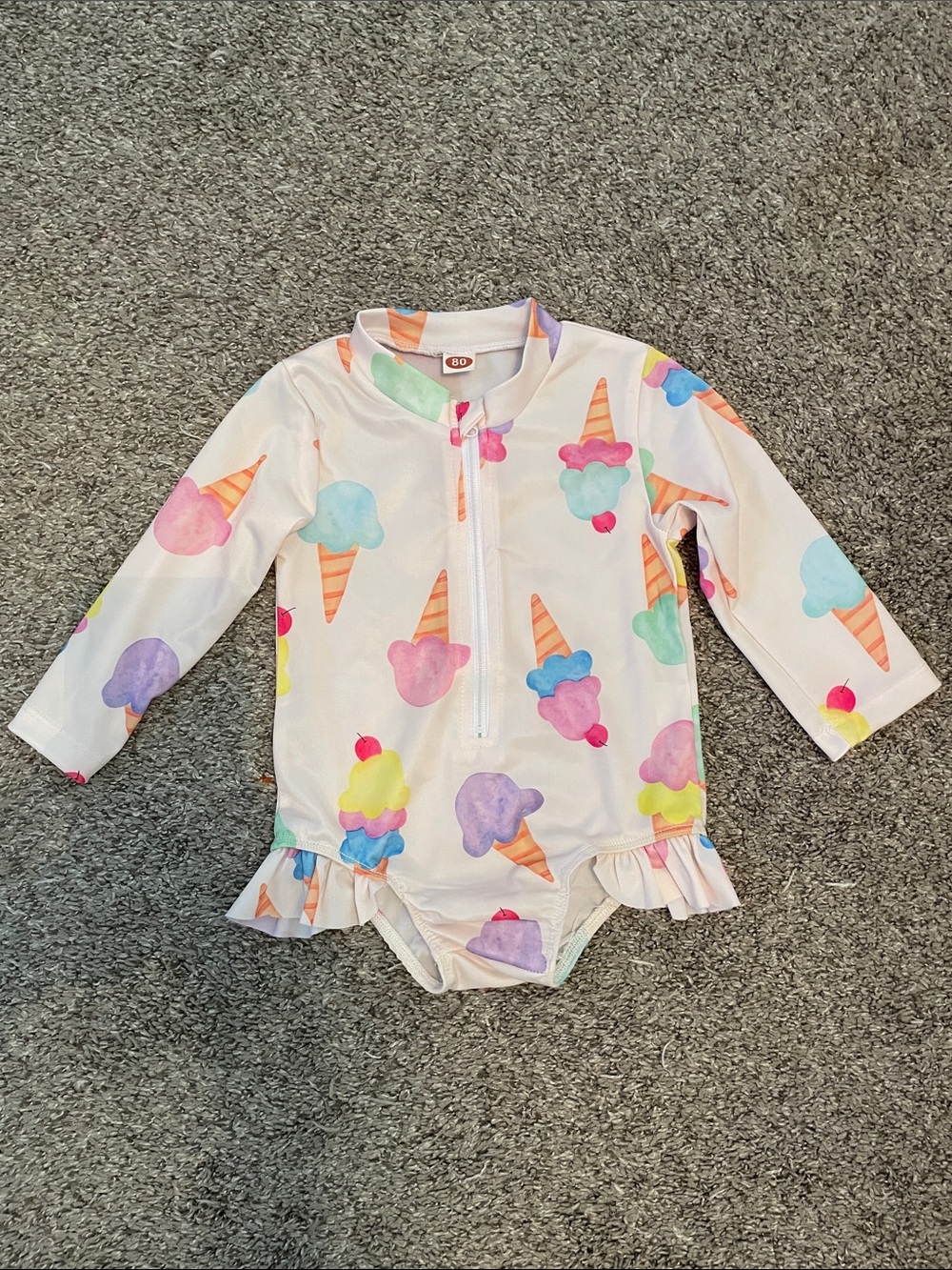 Girls Ice Cream Print Long Sleeve SWIM